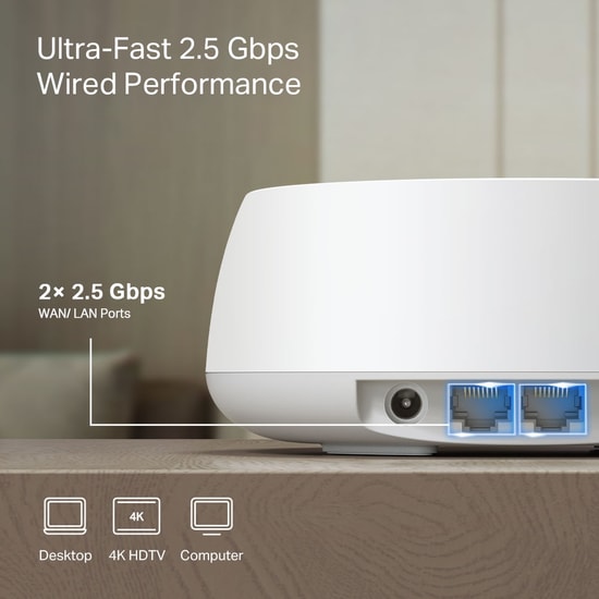 TP-Link Deco BE25 Ev İçin (BE3600) Tekli Paket Access Point - Wi-Fi 7 3600Mbps, IP65, PoE/AC, Mesh, 2.5G LAN, HomeShield