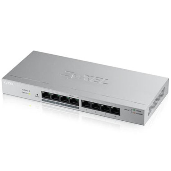Zyxel GS1200-8HPV2-EU0101F 8 Port Gigabit PoE Switch - Web Yönetilebilir, 60W Güç, 4x PoE Port, Masaüstü Kasa