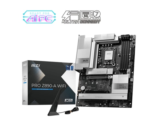 MSI PRO Z890-A WIFI Anakart: Intel 1851P, DDR5 9200MHz(OC), 4xM.2, PCIe 5.0, HDMI, DP, USB4 20 Gbps, WiFi 7, 5G LAN, ATX