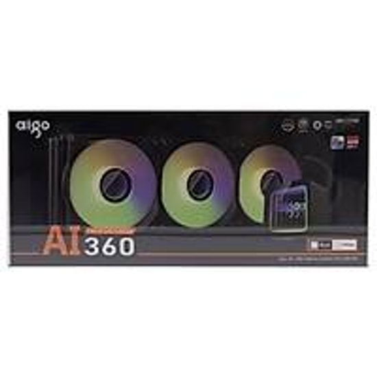 Aigo AI DCS360 360mm ARGB Siyah Sıvı İşlemci Soğutucu - 3x120mm Fan, 2000 RPM, Yüksek Performanslı, LGA1700/AM5/1851