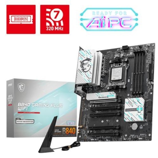 MSI B840 GAMING PLUS WIFI AM5 DDR5 ATX Anakart - 8000MHz (OC), Wi-Fi 7, 2.5G LAN, 2xM.2, HDMI, Type-C, RGB Gaming