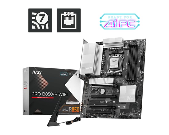 MSI PRO B850-P WIFI Anakart: AMD AM5, DDR5 8200MHz(OC), 3xM.2, USB 3.2 Gen2, Wi-Fi 7, 5Gbps LAN, HDMI 2.1 ATX