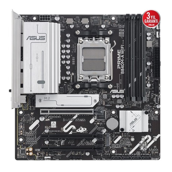 Asus Prime B840M-A Wifi Anakart: AMD AM5, DDR5 7600MHz, 3xM.2, 2xDP, HDMI, USB 3.2, Wi-Fi 6E, 2.5G LAN, Micro ATX