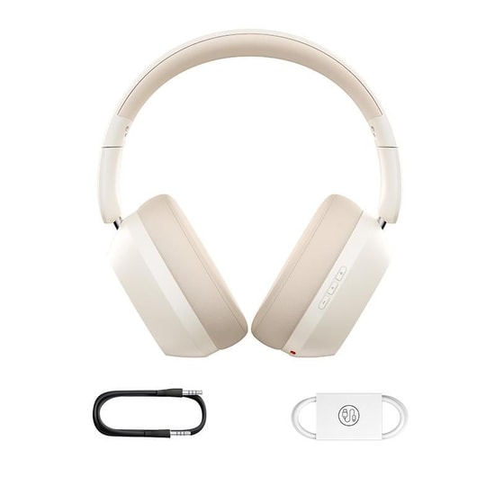 Baseus Bass 35 Max Kablosuz Bej Renk Kulak Üstü Bluetooth Kulaklık - 50 Saat Kullanım Süresi, ENC, 10m Menzil, BT v5.3