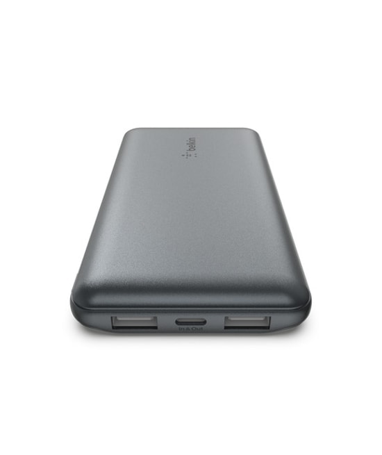 Belkin BPB011BTGY 10000mAh Uzay Grisi Powerbank - 15W Hızlı Şarj, 1x USB-C ve 2x USB-A Çıkış, Taşınabilir Şarj Cihazı