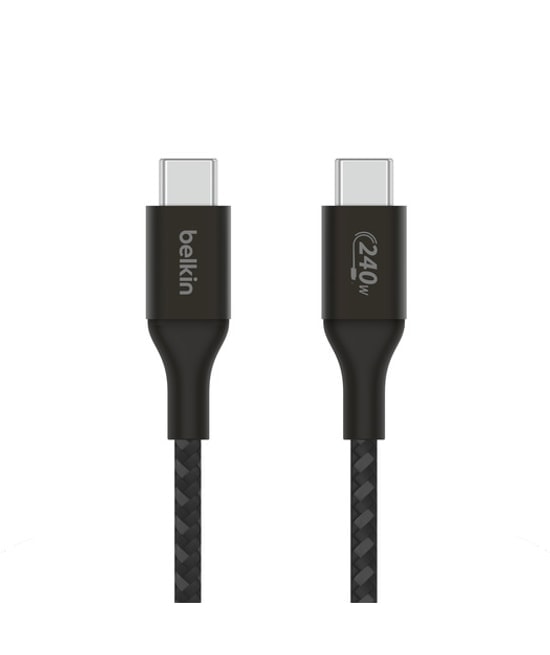 Belkin CAB015BT1MBK BoostCharge USB-C - USB-C Kablo 1 Metre Siyah - 240W Hızlı Şarj, Örgülü Tasarım, Dayanıklı Yapı