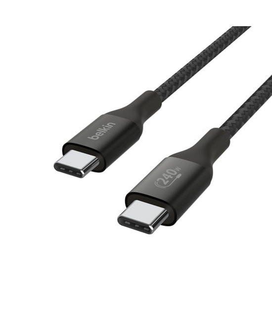 Belkin CAB015BT1MBK BoostCharge USB-C - USB-C Kablo 1 Metre Siyah - 240W Hızlı Şarj, Örgülü Tasarım, Dayanıklı Yapı