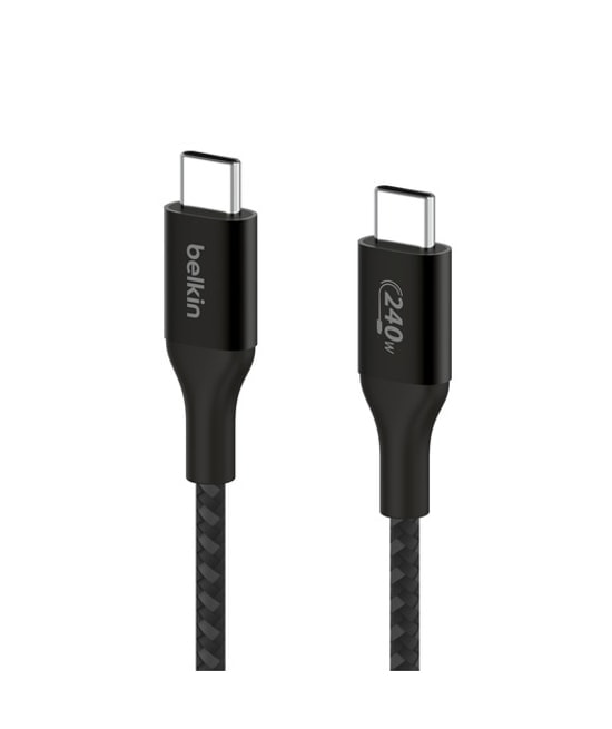 Belkin CAB015BT1MBK BoostCharge USB-C - USB-C Kablo 1 Metre Siyah - 240W Hızlı Şarj, Örgülü Tasarım, Dayanıklı Yapı