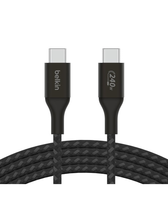 Belkin CAB015BT1MBK BoostCharge USB-C - USB-C Kablo 1 Metre Siyah - 240W Hızlı Şarj, Örgülü Tasarım, Dayanıklı Yapı