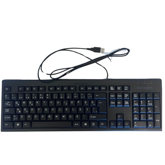 Kensington KB100 EQ Kablolu Türkçe Q Klavye (K63727TR) - Tam Boyut, Sürdürülebilir Seçim, Ergonomik, USB, Siyah