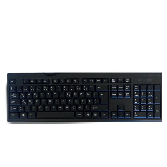 Kensington KB100 EQ Kablolu Türkçe Q Klavye (K63727TR) - Tam Boyut, Sürdürülebilir Seçim, Ergonomik, USB, Siyah