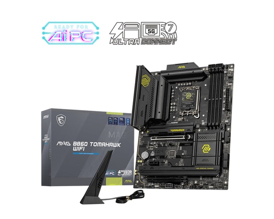 MSI MAG B860 Tomahawk Wi-Fi 7 Anakart: Intel LGA1851, DDR5 9200MHz, PCIe 5.0, 3xM.2, 5G LAN, USB4, Thunderbolt 4, ATX