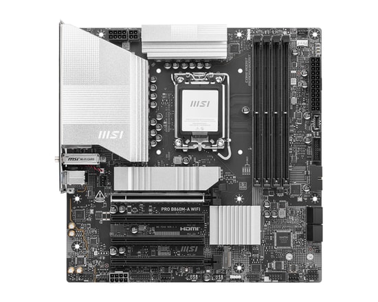 MSI Pro B860M-A Wi-Fi Anakart: Intel LGA1851, DDR5 8600Mhz (OC), Wi-Fi 7, HDMI, DP, 3xM.2, USB4, 5G LAN, Micro ATX