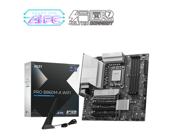 MSI Pro B860M-A Wi-Fi Anakart: Intel LGA1851, DDR5 8600Mhz (OC), Wi-Fi 7, HDMI, DP, 3xM.2, USB4, 5G LAN, Micro ATX