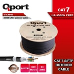 Qport Q-CAT07 CAT7 500 Metre S/FTP Siyah Ağ Kablosu - 23AWG, Full Bakır, Makaralı, Halogen Free, LSOH Data Kablosu