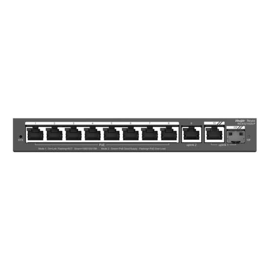 Ruijie Reyee RG-ES210GS-P 8 Port Gigabit Yönetilebilir PoE Switch - 2xRJ45, 1xSFP Uplink, 120W Kasa Tasarım