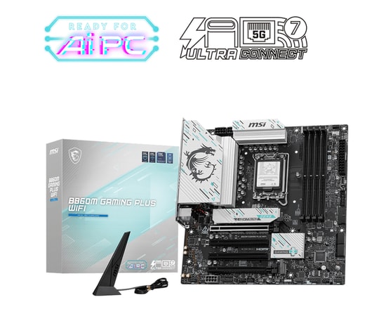 MSI B860M Gaming Plus WiFi D5 LGA1851 Micro ATX Anakart: DDR5 8800MHz(OC), WiFi 7, 5Gbps LAN, HDMI 2.1, DP 1.4, USB4 20G
