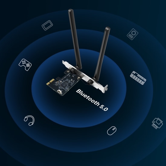 TP-LINK MA30E AC1200 Çift Bant Wi-Fi Bluetooth 5.0 PCIe Adaptör - Yüksek Performanslı Anten, MU-MIMO, WPA3 Güvenlik