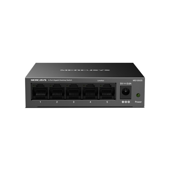 TP-Link Mercusys MS105GS 5port 10/100/1000 Masaüstü Auto MDI MDIX Gigabit Yönetilemez Metal Kasa Switch