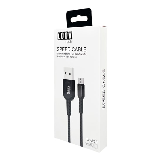 Loov Tech DK53 Siyah 100cm Micro USB Şarj ve Data Kablosu - Hızlı Veri Aktarımı, Dayanıklı, Güvenilir Bağlantı