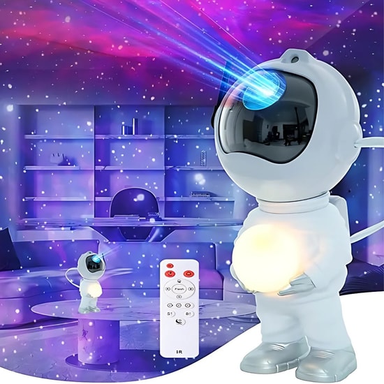 Nettech JN2313 Astronot Projektör - Yıldız ve Galaksi Yansıtma, LED Gece Lambası, Çocuk Odası Dekorasyonu, NT-108828