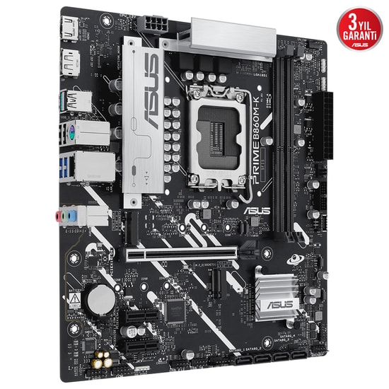 Asus Prime B860M-K D5 mATX Anakart: Intel LGA1851, DDR5 8800MHz (OC), Çift M.2, 2.5G LAN, HDMI, DP, USB 3.2, Micro ATX