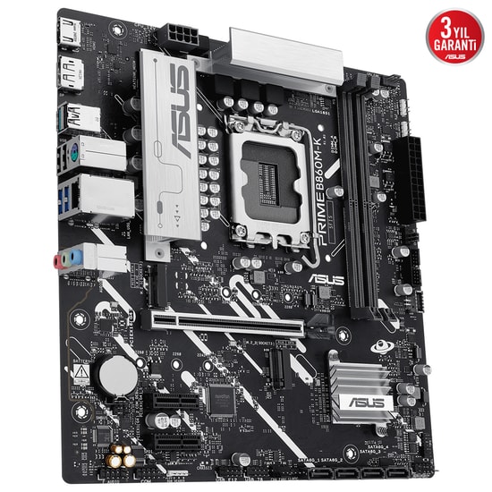 Asus Prime B860M-K D5 mATX Anakart: Intel LGA1851, DDR5 8800MHz (OC), Çift M.2, 2.5G LAN, HDMI, DP, USB 3.2, Micro ATX