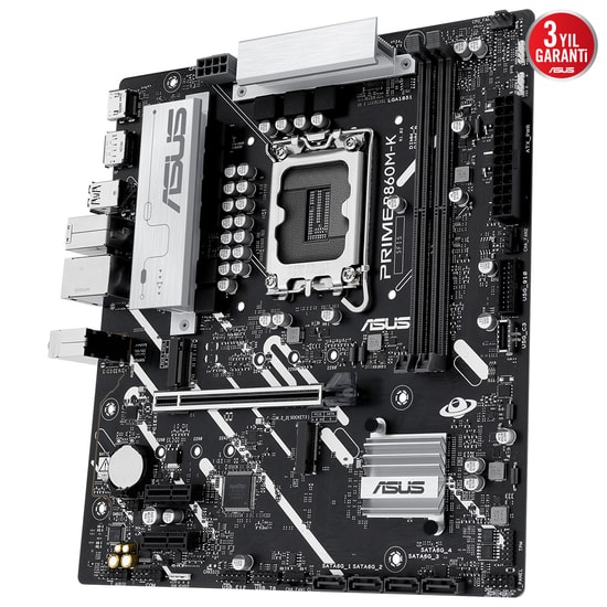 Asus Prime B860M-K D5 mATX Anakart: Intel LGA1851, DDR5 8800MHz (OC), Çift M.2, 2.5G LAN, HDMI, DP, USB 3.2, Micro ATX