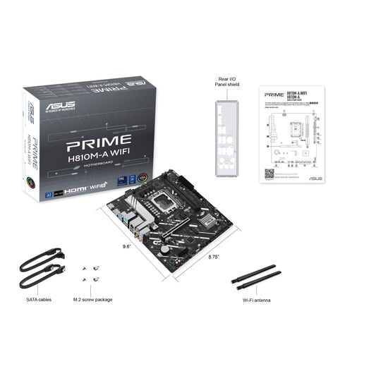 ASUS Prime H810M-A WiFi D5 Anakart: LGA1851, DDR5 6400MHz, CUDIMM, 2xM.2, WiFi 6, HDMI, DP, USB 3.2, ARGB Micro ATX