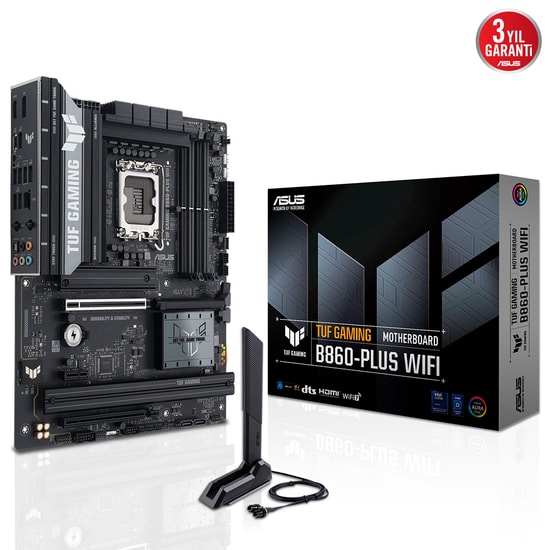 ASUS TUF Gaming B860-PLUS WIFI: Intel LGA1851 DDR5 8666MHz (OC), PCIe 5.0, 3xM.2, DP, HDMI, USB4, WiFi 7, ATX Anakart