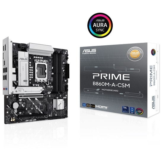 ASUS Prime B860M-A CSM Anakart: LGA1851, DDR5 8666MHz (OC), Çift M.2, HDMI, DP, USB4, 2.5G LAN, AURA RGB, Micro ATX