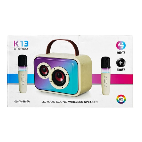 Nettech K13 Karaoke Box Bluetooth Hoparlör (Krem) NT-108818 - Kablosuz, Mikrofonlu, FM Radyo, USB ve AUX Girişli Speaker