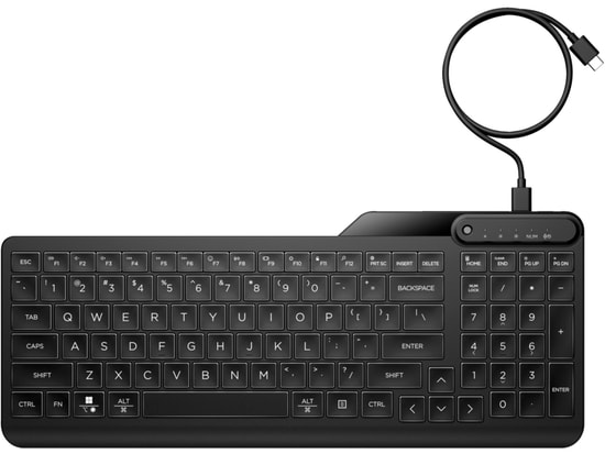 HP 405 Türkçe Q Düzen USB Kablolu Klavye (7N7C1AA) - Beyaz LED Aydınlatmalı, Sessiz Tuşlar, Suya Dayanıklı
