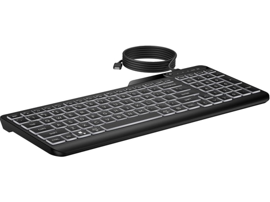 HP 405 Türkçe Q Düzen USB Kablolu Klavye (7N7C1AA) - Beyaz LED Aydınlatmalı, Sessiz Tuşlar, Suya Dayanıklı