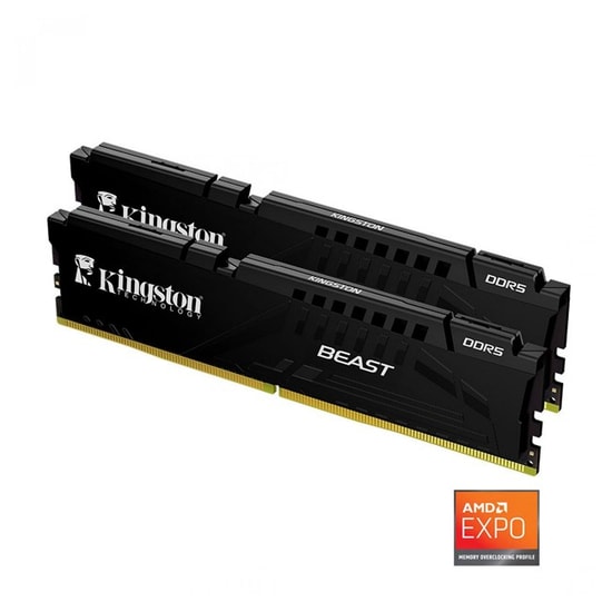 Kingston Fury Beast 64GB (2x32GB) 6000MHz DDR5 CL30 EXPO Ram (KF560C30BBEK2-64TR) - Siyah Alüminyum Soğutuculu Bellek