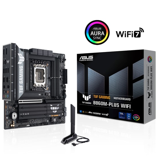 Asus TUF Gaming B860M-PLUS WIFI Anakart: LGA1851, DDR5 8800MHz (OC), ARGB, 3xM.2, Wi-Fi 7, USB4, 2.5G LAN, mATX