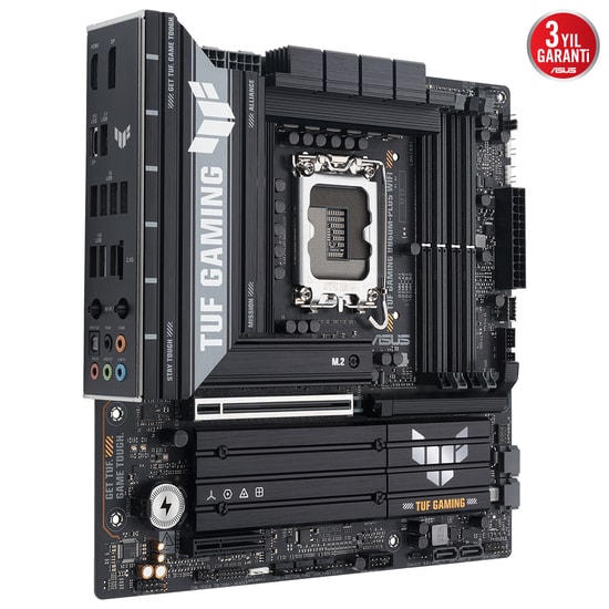 Asus TUF Gaming B860M-PLUS WIFI Anakart: LGA1851, DDR5 8800MHz (OC), ARGB, 3xM.2, Wi-Fi 7, USB4, 2.5G LAN, mATX
