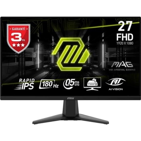 MSI MAG 275F 27" FHD 180Hz 0.5ms Rapid IPS Gaming Monitör - 1920x1080, Adaptive-Sync, HDMI, DisplayPort, Flat