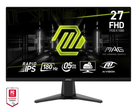 MSI MAG 275F 27" FHD 180Hz 0.5ms Rapid IPS Gaming Monitör - 1920x1080, Adaptive-Sync, HDMI, DisplayPort, Flat