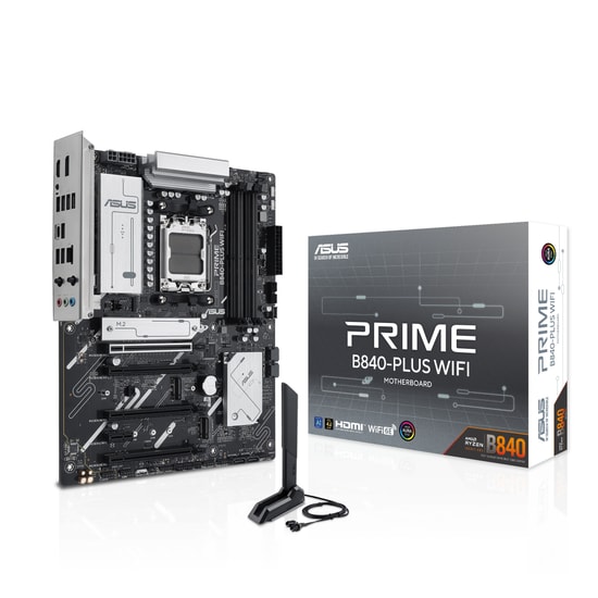 Asus Prime B840-PLUS Wifi Anakart: AM5, DDR5 7600MHz OC, 3xM.2, Wi-Fi 6E, 2.5G LAN, USB 3.2, HDMI, DP, AURA RGB, ATX