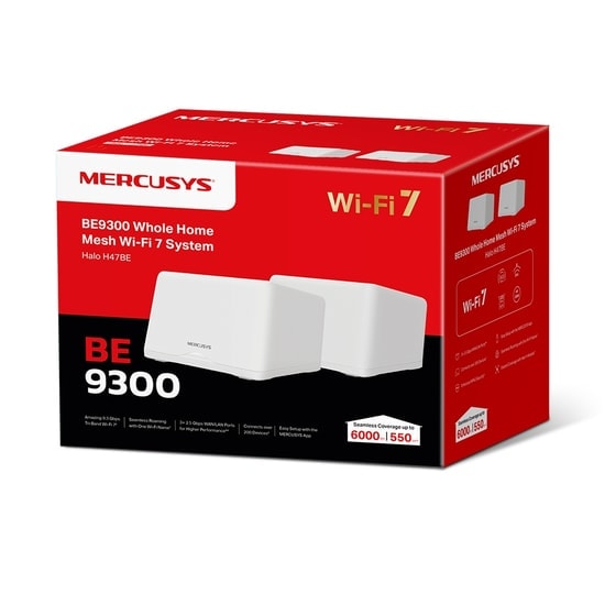 TP-Link Mercusys HALO H47BE-2P Mesh Wi-Fi 7 Router - BE9300 Mbps, Tri-Band, 3x 2.5G Port, 550m2 Kapsama Alanı