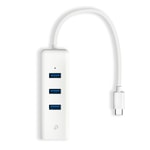 TP-Link UE330C Type-C 3 Port USB 3.0 Hub ve Gigabit Ethernet Adaptörü - 1000 Mbps Hız, Beyaz, Tak Çalıştır, Kompakt