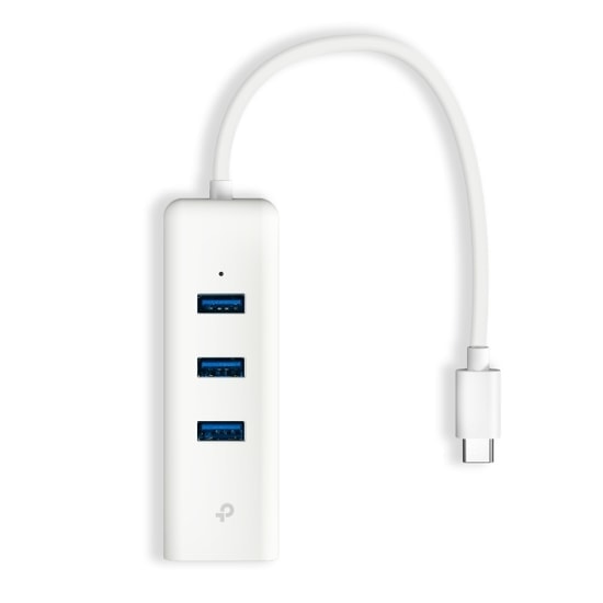 TP-Link UE330C Type-C 3 Port USB 3.0 Hub ve Gigabit Ethernet Adaptörü - 1000 Mbps Hız, Beyaz, Tak Çalıştır, Kompakt