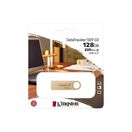 Kingston DTSE9G3/128GB 128GB USB 3.2 Gen1 Metal Kasa Flash Bellek - 220MB/s Okuma, 100MB/s Yazma Hızı