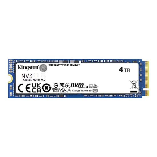 Kingston NV3 4TB NVMe M.2 2280 SSD (SNV3S/4000G) - 6000/5000MB/s Okuma/Yazma, PCIe Gen4x4, 3D NAND, Yüksek Performans