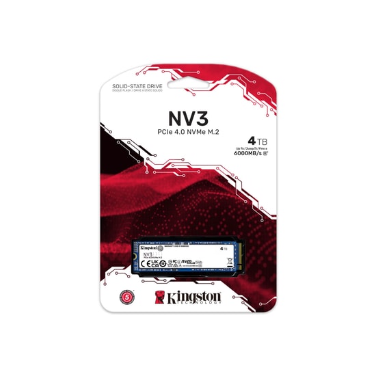 Kingston NV3 4TB NVMe M.2 2280 SSD (SNV3S/4000G) - 6000/5000MB/s Okuma/Yazma, PCIe Gen4x4, 3D NAND, Yüksek Performans