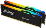 Kingston Fury Beast RGB 64GB (2x32GB) 5600MHz DDR5 RAM (KF556C36BBEAK2/64) - EXPO, CL36, Siyah, Alüminyum Soğutuculu