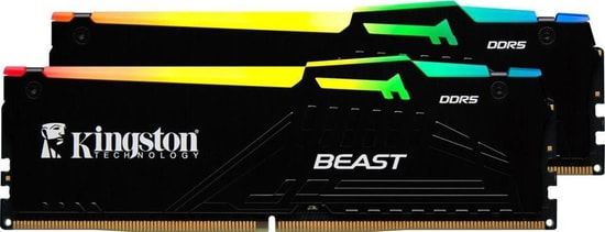 Kingston Fury Beast RGB 64GB (2x32GB) 5600MHz DDR5 RAM (KF556C36BBEAK2/64) - EXPO, CL36, Siyah, Alüminyum Soğutuculu