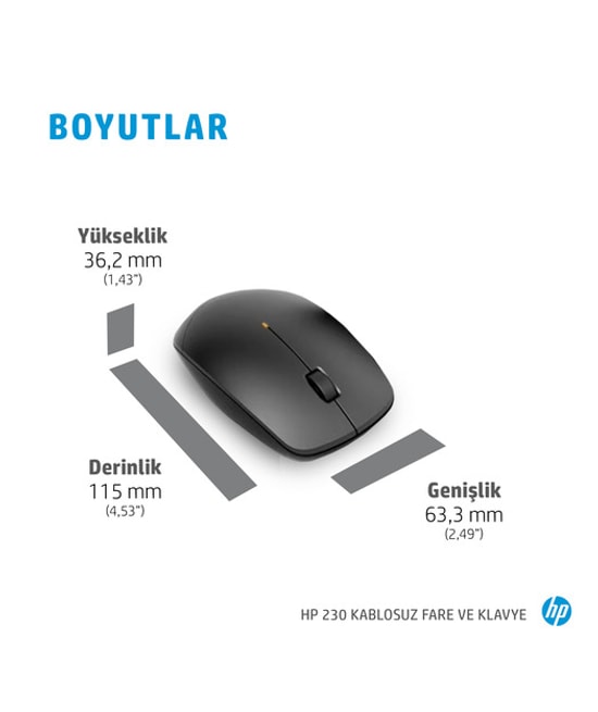 HP 230 Beyaz Kablosuz Türkçe Q Düzen Klavye Mouse Seti (3L1F0A) - Sessiz Tuşlu, 1600 DPI Optik Fare, Uzun Pil Ömrü