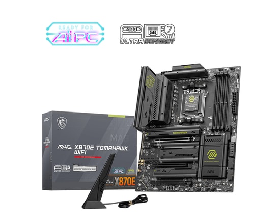 MSI MAG X870E Tomahawk Wifi Anakart: AM5, DDR5 8400MHz, PCIe 5.0, 4xM.2, USB4 40Gbps, Wi-Fi 7, 5G LAN, ATX